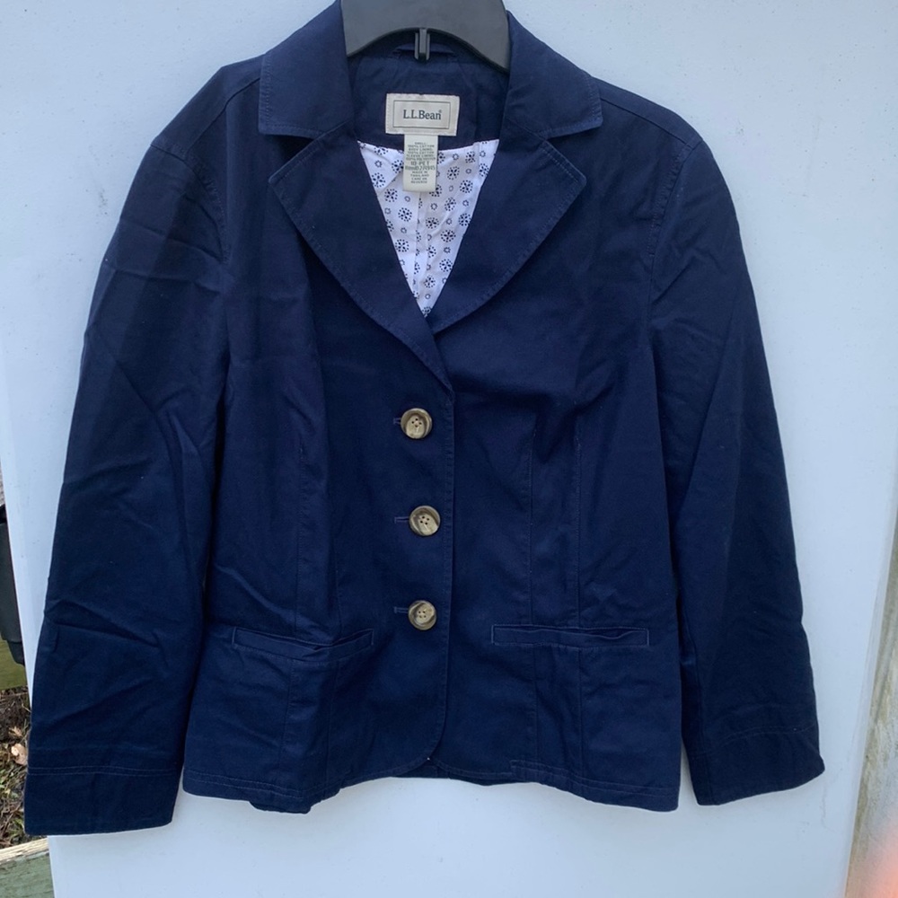 LL Bean Jacket Blazer 3 Button size 10 blue color